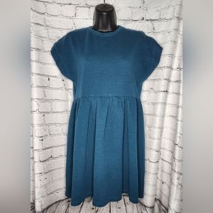 blue puff sleeve dress zara Donna Morgan Puff Sleeve V-Neck Mini Dress, Womens, 6, Aqua/Gold